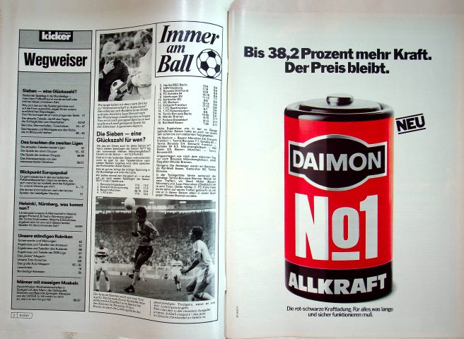Inhaltsverzeichnis Kicker 74/1977