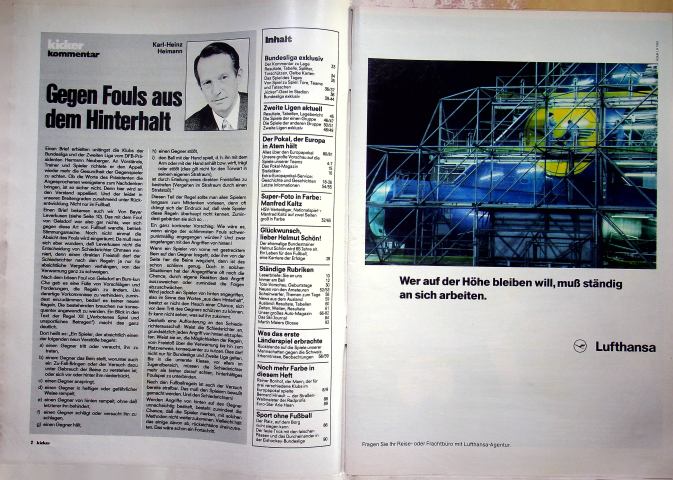 Inhaltsverzeichnis Kicker 74/1980