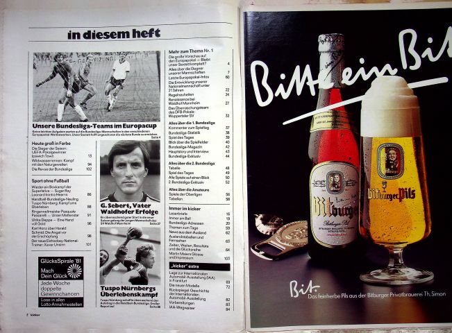 Inhaltsverzeichnis Kicker 74/1981