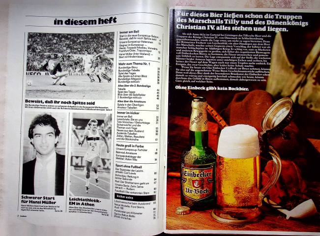 Inhaltsverzeichnis Kicker 74/1982