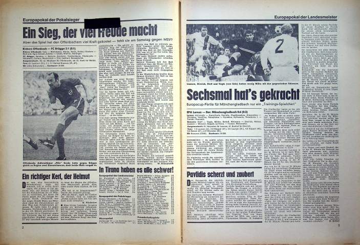 Inhaltsverzeichnis Kicker 75/1970