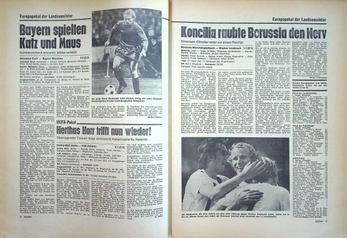 Inhaltsverzeichnis Kicker 75/1975