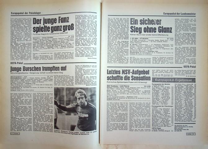 Inhaltsverzeichnis Kicker 75/1978