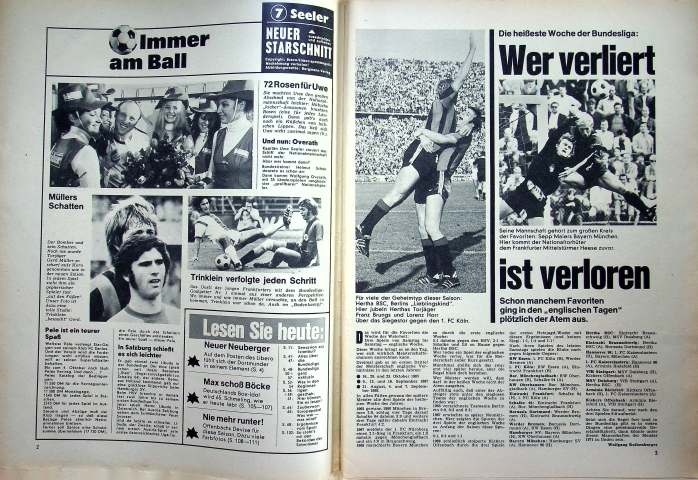 Inhaltsverzeichnis Kicker 76/1970
