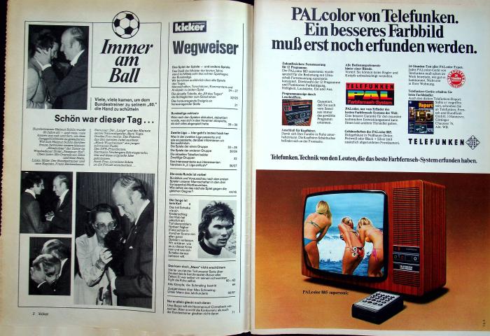 Inhaltsverzeichnis Kicker 76/1975
