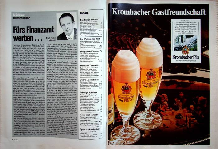 Inhaltsverzeichnis Kicker 76/1979