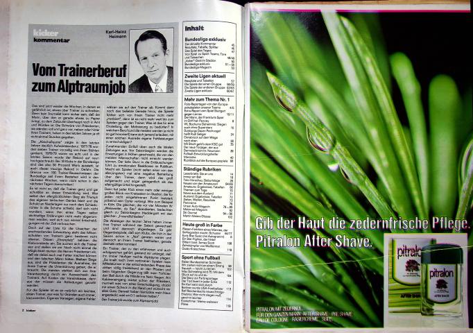 Inhaltsverzeichnis Kicker 76/1980