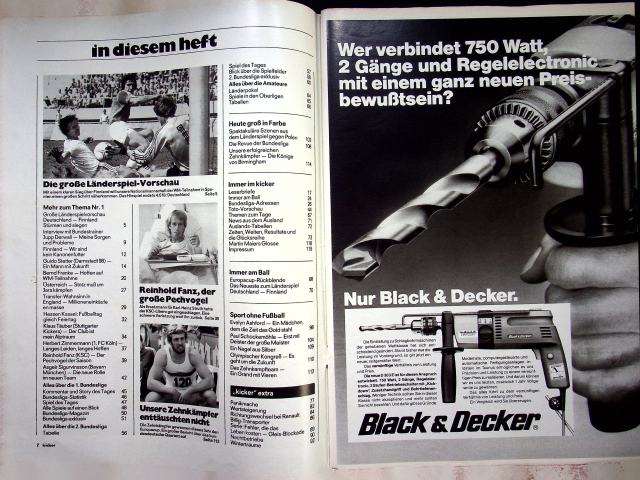 Inhaltsverzeichnis Kicker 76/1981
