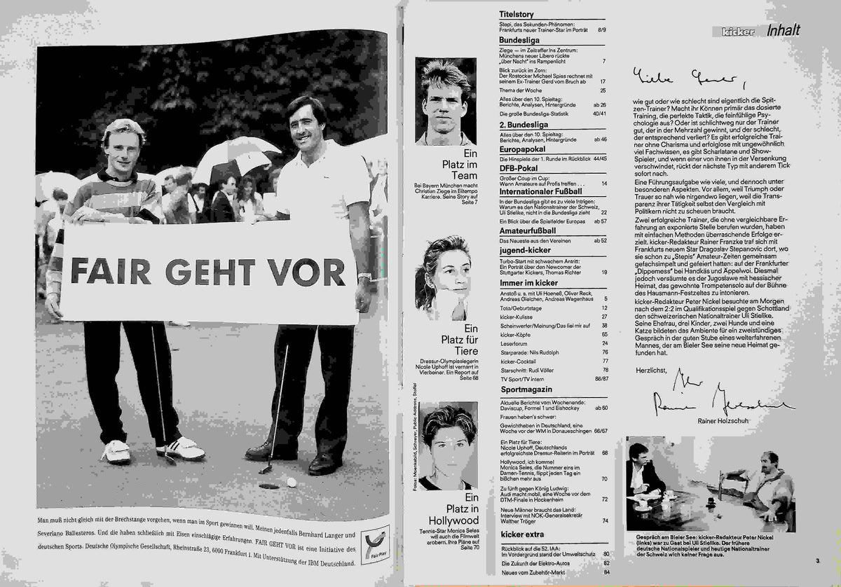 Inhaltsverzeichnis Kicker 76/1991