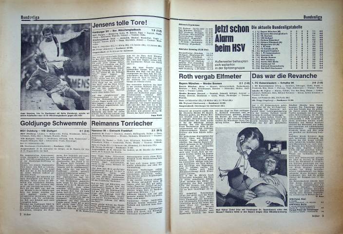 Inhaltsverzeichnis Kicker 77/1972
