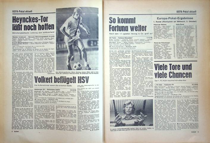 Inhaltsverzeichnis Kicker 77/1974