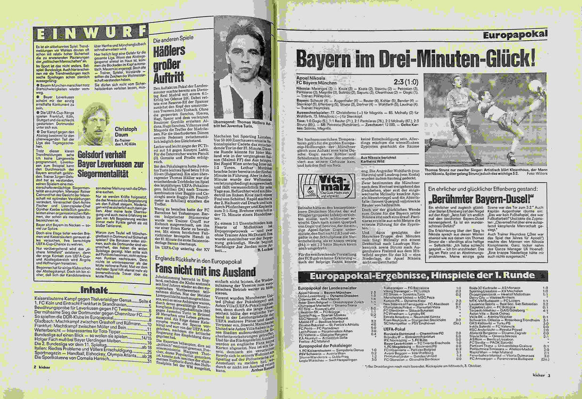 Inhaltsverzeichnis Kicker 77/1990