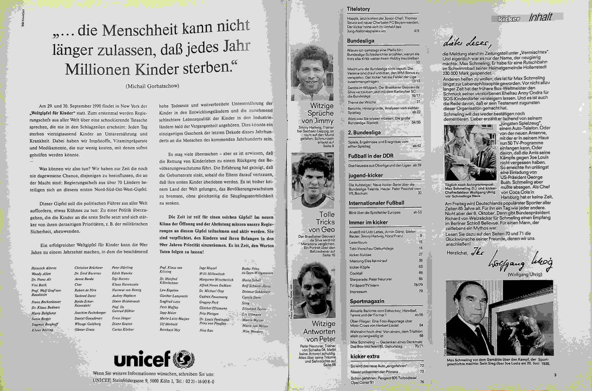 Inhaltsverzeichnis Kicker 78/1990