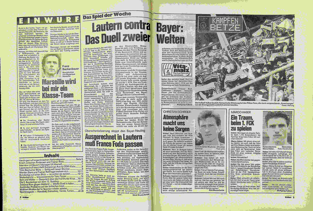 Inhaltsverzeichnis Kicker 79/1990