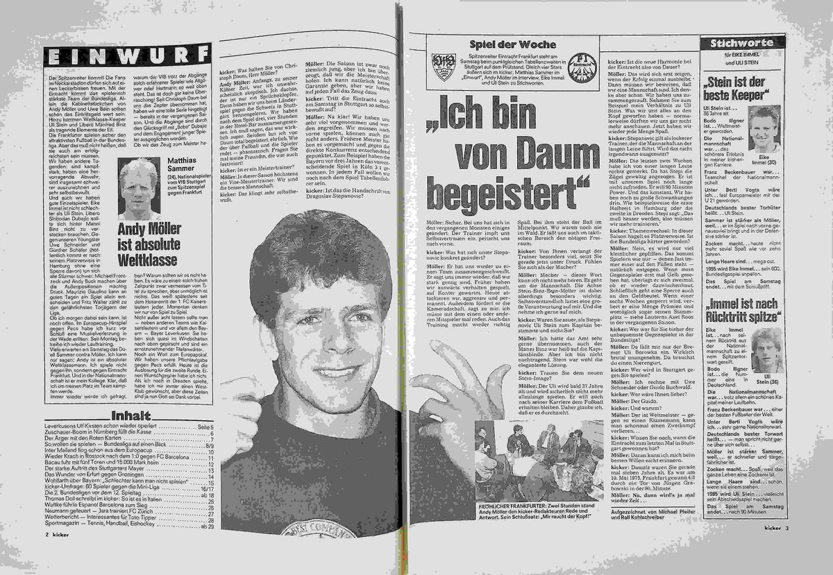 Inhaltsverzeichnis Kicker 79/1991