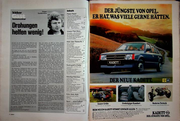 Inhaltsverzeichnis Kicker 80/1979