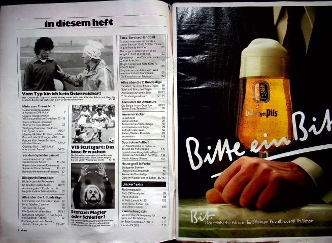 Inhaltsverzeichnis Kicker 80/1981