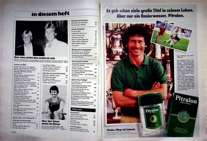 Inhaltsverzeichnis Kicker 80/1982