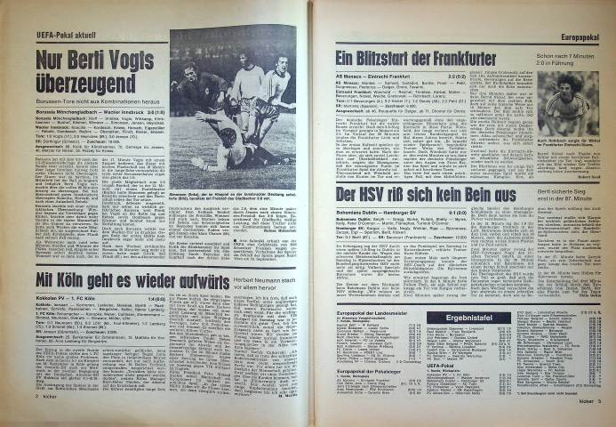 Inhaltsverzeichnis Kicker 81/1974