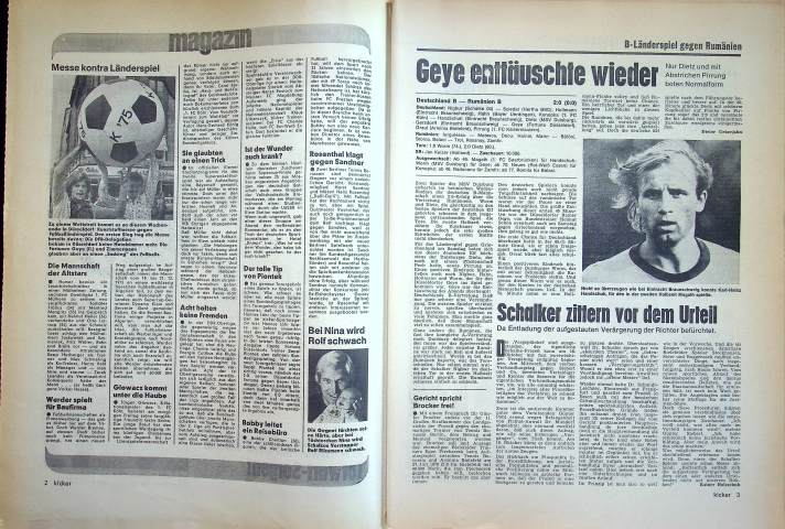 Inhaltsverzeichnis Kicker 81/1975