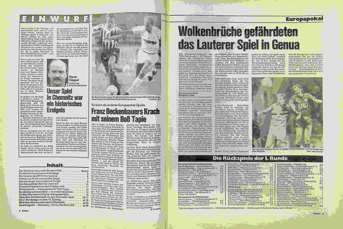 Inhaltsverzeichnis Kicker 81/1990