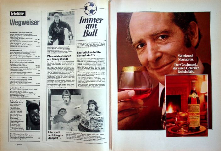 Inhaltsverzeichnis Kicker 82/1976
