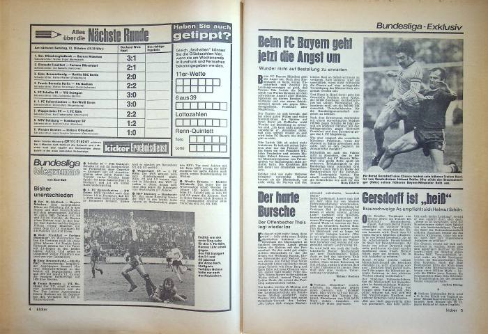 Inhaltsverzeichnis Kicker 83/1974