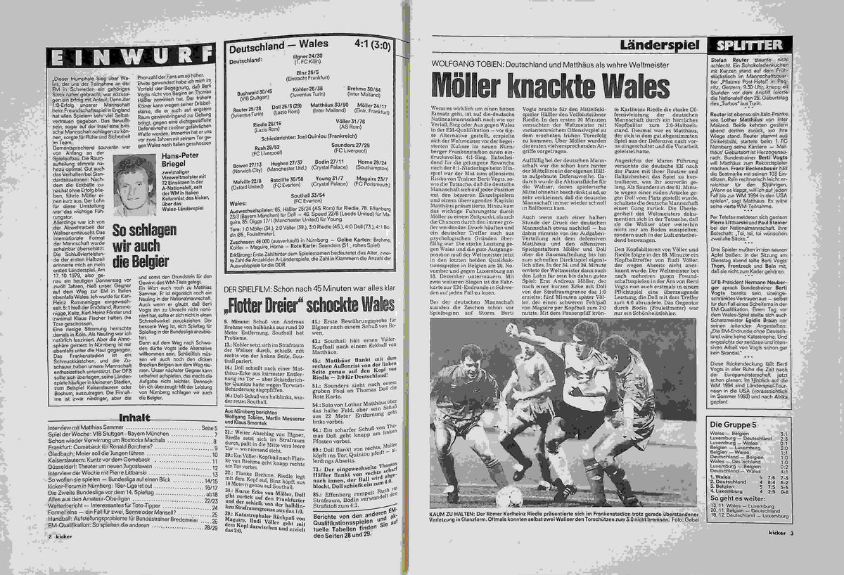 Inhaltsverzeichnis Kicker 83/1991