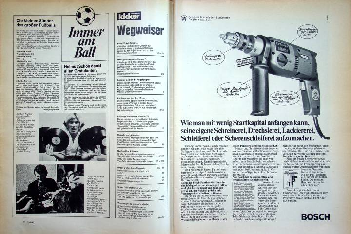 Inhaltsverzeichnis Kicker 84/1975