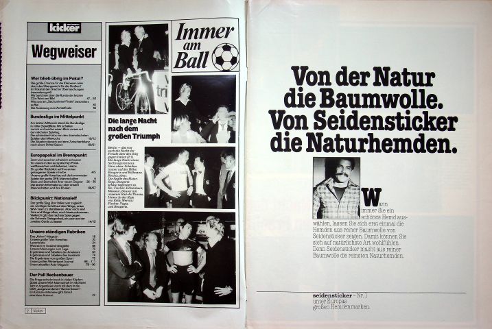Inhaltsverzeichnis Kicker 84/1977