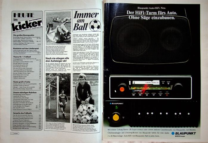 Inhaltsverzeichnis Kicker 84/1978