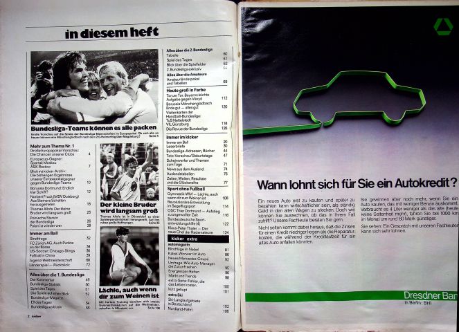 Inhaltsverzeichnis Kicker 84/1981