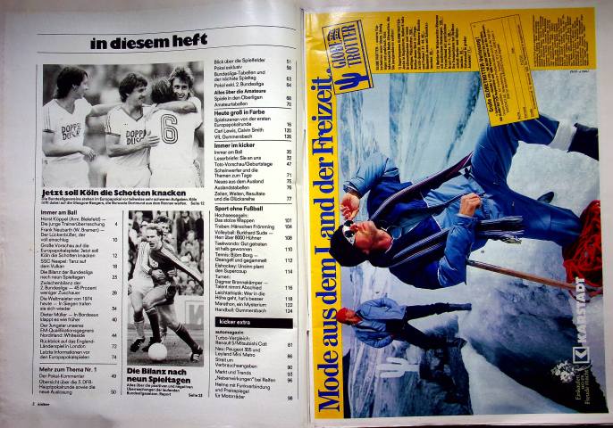 Inhaltsverzeichnis Kicker 84/1982
