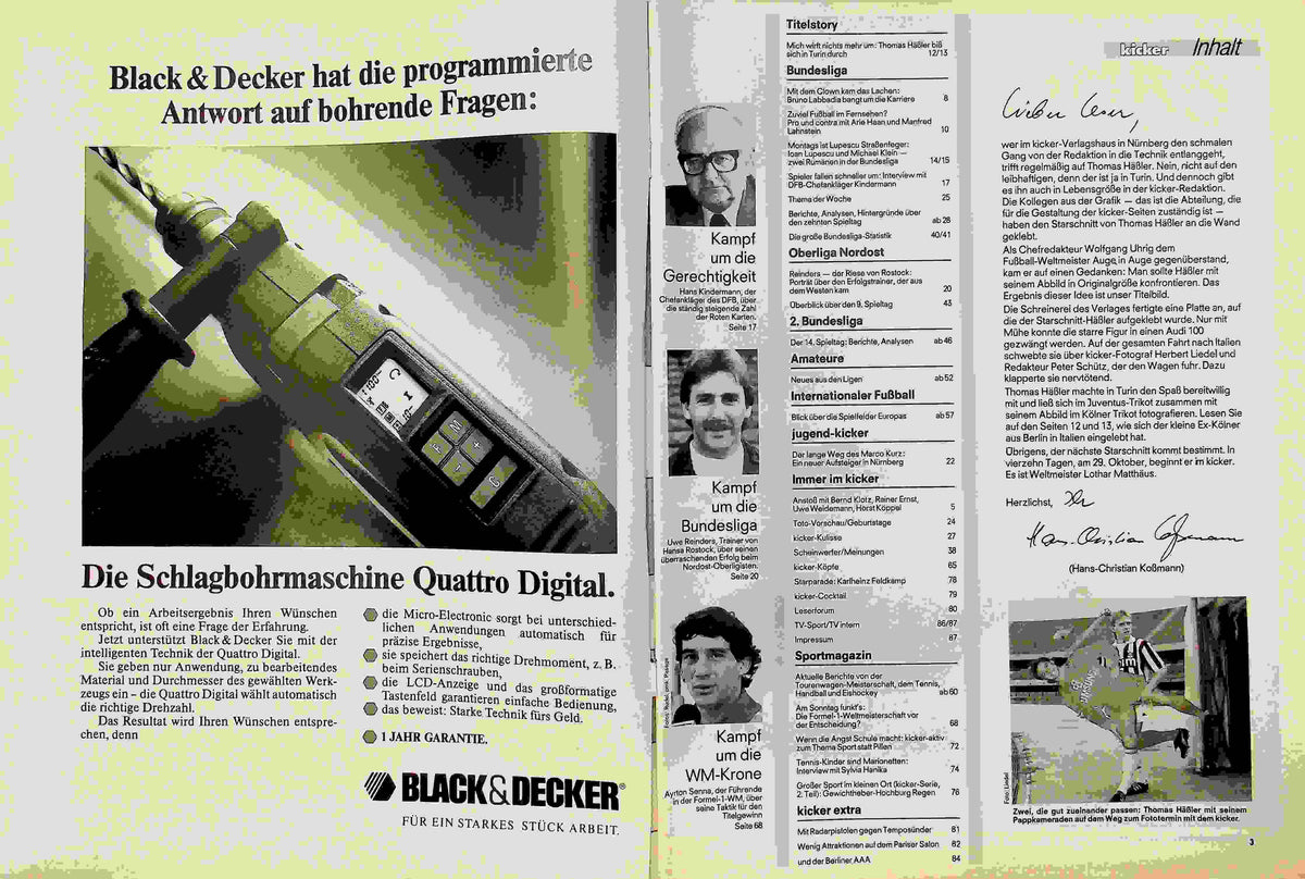 Inhaltsverzeichnis Kicker 84/1990