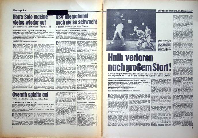 Inhaltsverzeichnis Kicker 85/1970