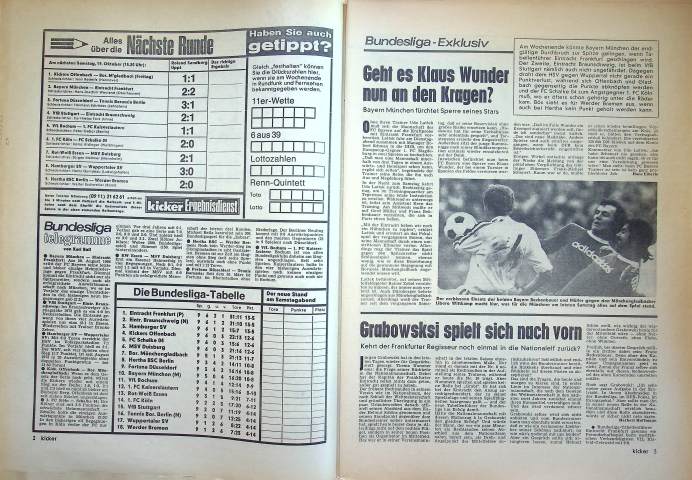 Inhaltsverzeichnis Kicker 85/1974