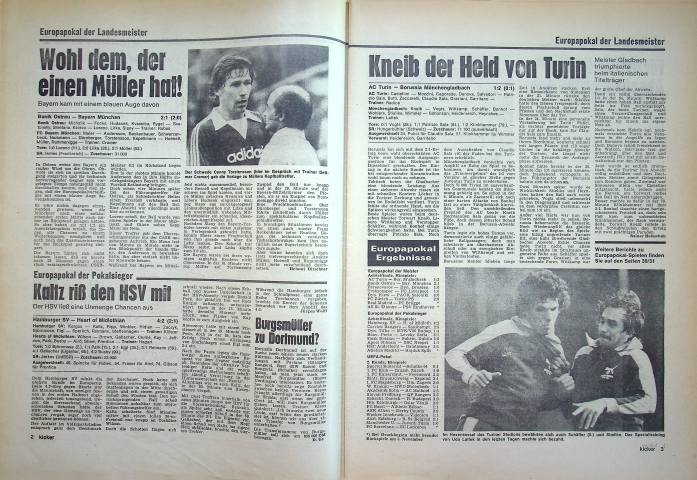 Inhaltsverzeichnis Kicker 85/1976