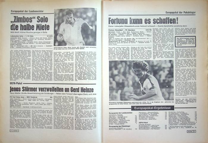 Inhaltsverzeichnis Kicker 85/1978