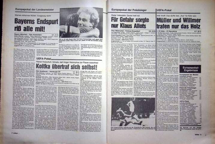 Inhaltsverzeichnis Kicker 85/1980
