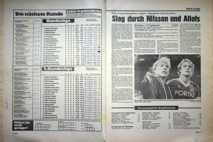 Inhaltsverzeichnis Kicker 85/1982