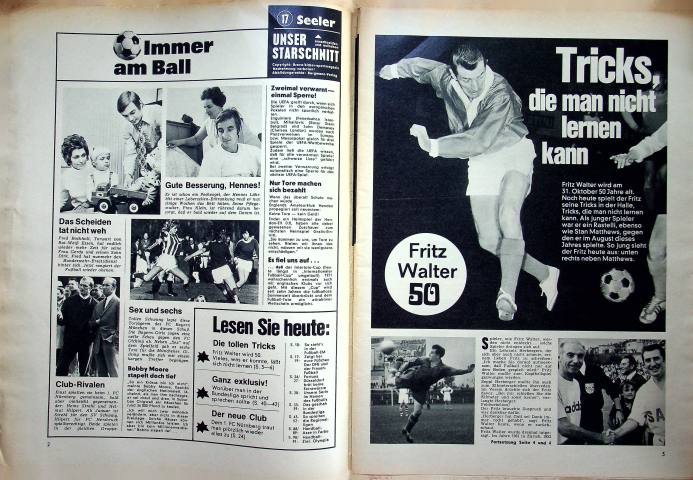 Inhaltsverzeichnis Kicker 86/1970