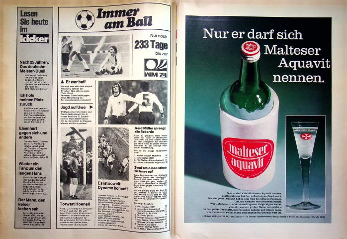 Inhaltsverzeichnis Kicker 86/1973