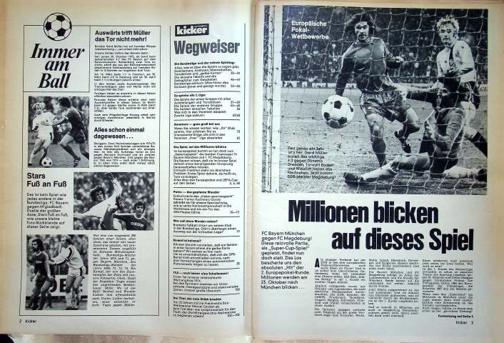 Inhaltsverzeichnis Kicker 86/1974