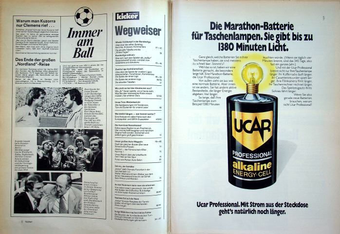 Inhaltsverzeichnis Kicker 86/1975
