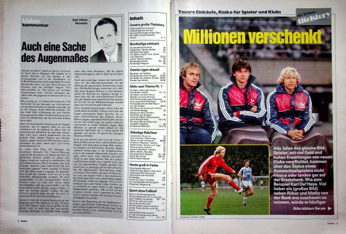 Inhaltsverzeichnis Kicker 86/1980