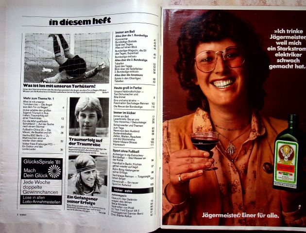 Inhaltsverzeichnis Kicker 86/1981