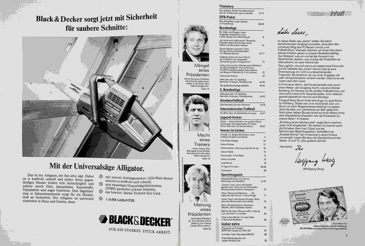 Inhaltsverzeichnis Kicker 86/1991