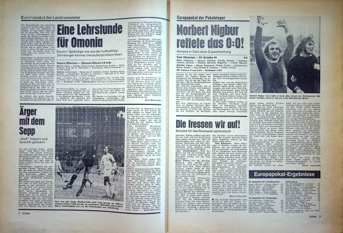 Inhaltsverzeichnis Kicker 87/1972