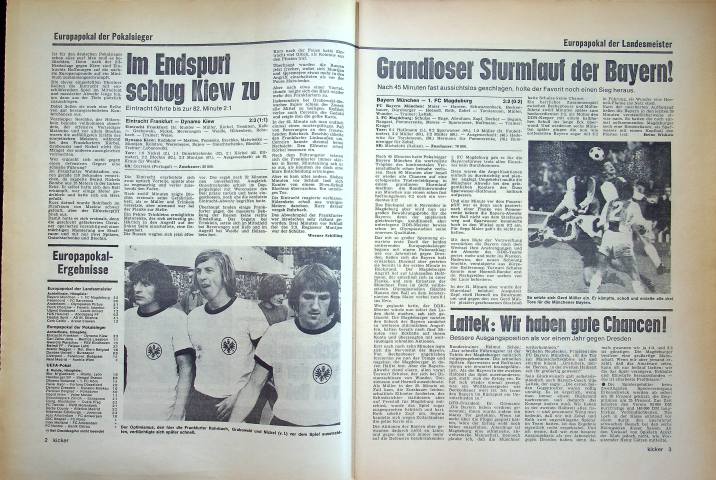 Inhaltsverzeichnis Kicker 87/1974