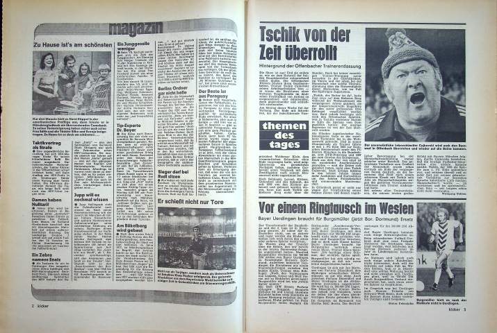 Inhaltsverzeichnis Kicker 87/1976